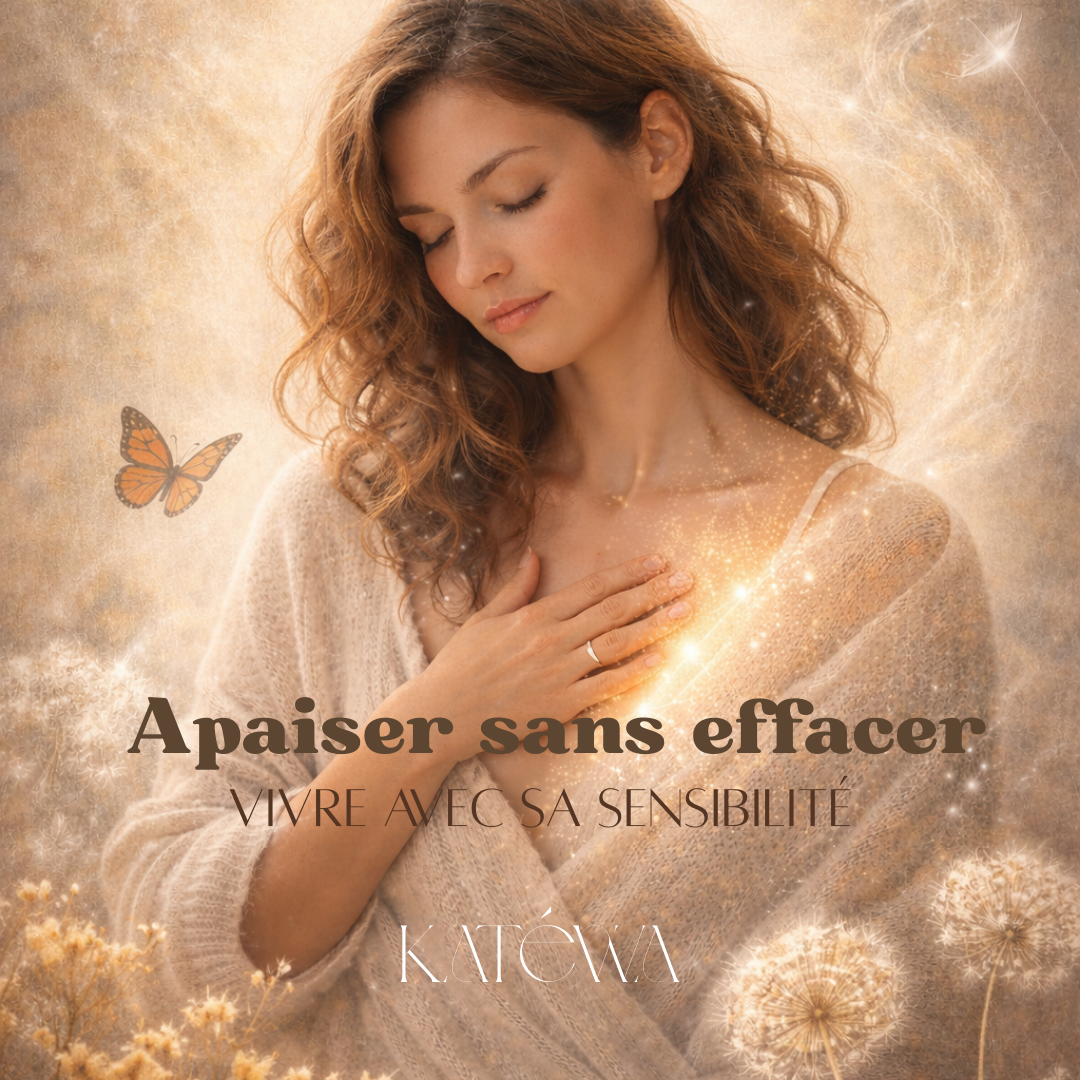 une femme apaiser avec la main sur son coeur lumineux